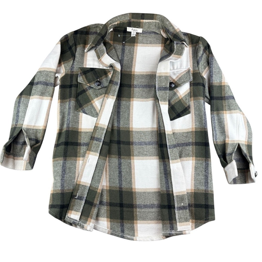 C By One Green Plaid Shacket SMALL - Picture 3 of 11